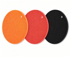 Hittebestendige siliconenmatten (3-delige set) — Multifunctionele, hittebestendige antislipmatten voor pannen (rood, zwart, oranje)