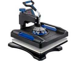 Hittepers 15x15” , blauwe 360° draaibare digitale sublimatie vinyl transfer printer voor T-shirts, met canvas tas, kussens, banners, snelle opwarming, hittebestendig oppervlak