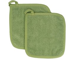Hitzebestandige Pannenlappen - Katoenen Keukenset Voor Dagelijks Gebruik - Voor Koken En Bakken - 2 Stuks - Groen