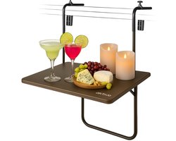 HIXA Aktive Balkontafel - Inklapbaar - Hangend - Zwart - 60x40x60cm - Vouwtafel - Hangtafel - Bijzettafel - Tuintafel