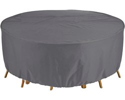 HIXA Beschermhoes - Tuinmeubelen - Tuinset - Tafel Hoes - Rond - Tuinbank - Grijs - Waterdicht - 150x150x60cm - Afdekhoes