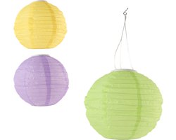HIXA Lampionnen - met Verlichting - Voor Buiten - Set van 3 Kleuren - 28cm - Solar LED