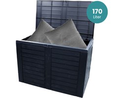 HIXA Opbergbox Tuinkussenbox - met Deksel - voor Buiten - Groot - Waterdicht - Weersbestendig - Tuinbox - Tuinkist - Balkonbox - 170L - 75x44x53CM - LENA