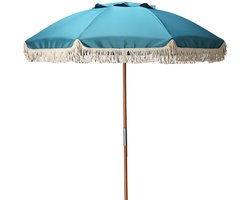 HIXA Parasol - Houten paal - Stokparasol - Strand - Tuin Accessoires - 180CM - Blauw - Stokdiameter 3cm - CHARLIE