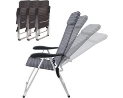HIXA Verstelbare Tuinstoel - Campingstoel - Standenstoel - 4 stuks - Klapstoel - Vouwstoel - Grijs - Aluminium