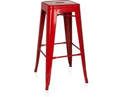 Hjh OFFICE 645011 barkruk VANTAGGIO HIGH metallic rood bistro kruk van robuust staal stapelbaar rubber vloerdoppen
