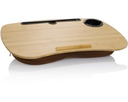 hjh OFFICE 830057 Laptoponderlegger kussen 55 x 34 cm COMFILAP I bamboe bruin kussen dienblad met anti-slip houder strip