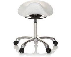 hjh OFFICE Ortho SIT - Werkstoel / werkkruk/ verhoogde bureaustoel - Wit - Kunstleder