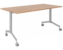 hjh OFFICE PRO Kala 16 | Klaptafel verrijdbaar | 160 cm | zilver - Conferentietafel - Mehrfarbig - Melamine Spaanplaat