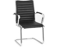hjh office Vemona V Pu - Bureaustoel - Vergaderstoel - Bezoekerstoel - Chroom - Zwart