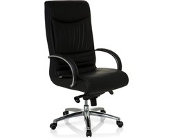 hjh office XXL F 400 - Bureaustoel - Zware belasting - Echt leder - Zwart