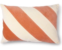 HK living Kussen Velvet Gestreept Perzik Crème 40 x 60
