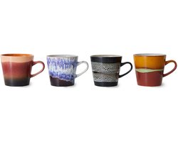 HKliving 70's Ceramic Americano mok kopjes set van 4 friction