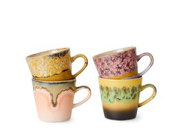 HKliving - 70's Keramiek Americano Mokken 4-delig Radiant - Hk Living Kopjes - Mokken - 26 cl