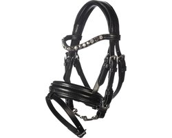 HKM Hobby Horse hoofdstel Deluxe - zwart leer - geschikt voor HKM stokpaarden