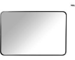 H&L spiegel - rechthoek - zwart - 60 x 90 cm - woonkamer - slaapkamer - hal