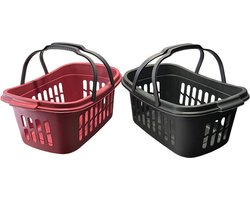 HL – Winkelmand met Hengsel – Set van 2 – Boodschappenmand – Wasmand – Met Handgrepen – 53x36x24 cm.