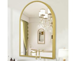 HLFMVWE Gebogen wandspiegel 40 x 30 cm Boogspiegel Aluminiumlegering Frame Badkamerspiegel voor Kaptafel Woonkamer, Slaapkamer, Entree Groot