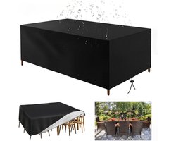 HNKDKJ Cover voor tuinmeubelen, waterdichte tuinmeubelhoezen 250 x 80 x 75 cm (hoogte) zwaar belastbare Oxford-stof tuintafelhoezen rechthoekige tuinopberghoes tuintafel en stoelen hoes