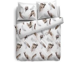 HNL Pure Cotton Birds Dekbedovertrek - Eenpersoons - 140x200/220 cm - Naturel