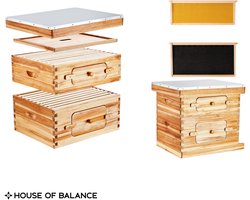HOB Bijenkast - Bijenkorf - Bijenkast voor Imker - Honingkast - Bijenkasten - Bijenwas - Complete set - 20 Frames - Cederhout