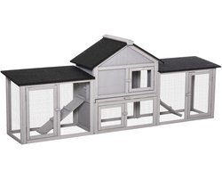 HOB Houten Konijnenhok - Konijnenhok voor Buiten en Binnen - Konijnenren - Konijnenhokken - Konijnenkooi - 210x45x84cm - 2 tot 4 Konijnen