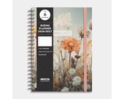 Hobbit - Gezinsagenda 2026-2027 - A4 (21 x 29,7 cm) - Gezinsplanner - Familie agenda - 6 personen - 1 week op 2 pagina's - Harde Kaft - Veldbloemen