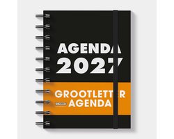 Hobbit - Grootletter Agenda 2027 - A6 (15,6 x 11 cm) - 1 week over 2 pagina's - Harde Kaft - Zwart/Wit