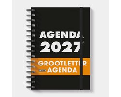Hobbit - Grootletter Agenda 2027 - Ringband - ±A5 (19,5 x 13,5 cm) - 1 week over 2 pagina's - Harde Kaft - Zwart/Wit