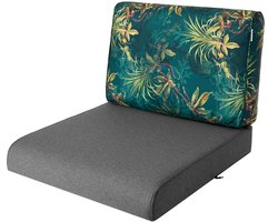Hobbygarden Tuinkussen Nel Antraciet/Groen 50x50cm - Geschikt voor oa Wicker tuins-set & Stoelen - Waterafstotend - Uv Bestendig