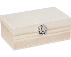 Hobbygroep houten kist knutseldoos met klepdeksel 17x10x7cm decoratie.