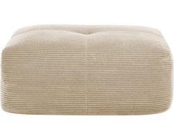 Hocker Beige - Modulaire Poef Ribstof - Ergonomische Voetenbank Corduroy - 92,5x75x40cm - Gemonteerd Geleverd - Woonkamer Beige