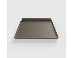 Hocker Dienblad 80x80 Taupe | Vierkant | Aluminium | Buiten & Binnen | Gepoedercoat | Flip Tray