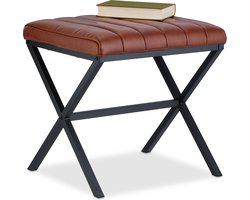 hocker - kunstleer - 46 x 47 x 42 cm - industrieel - zwart-bruin