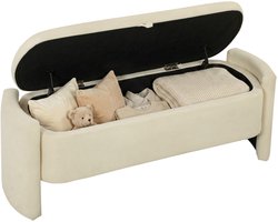 Hocker - Opbergbank - Slaapkamer - Voetenbank - Woonkamer - Halbank - Opbergbox - Beige - 118x42x45 cm - Gestoffeerde Bank - Bouclé-stof