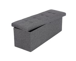 Hocker – Poef - Klapstoel Met Opbergruimte - Kist - Bank - Grijs - 110 x 38 x 38 cm