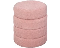 Hocker - Rond - Teddyfleece - Tot 120 kg belastbaar - Ø40 x 45 cm - Roze