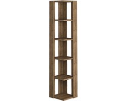 HOCUS PICUS 5-laags Hoekboekenkast – 161x34x34cm – Boekenkast voor Woonkamer of Kantoor – Veel Kleuropties – Eenvoudig te Monteren – Opberg- en Displaymeubel (Donker Eiken)