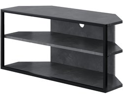 HOCUS PICUS Hoek TV Meubel – Modern TV Kast tot 43 Inch – TV Meubel met Open Opbergrek – Metaal & Spaanplaat – Voor Woonkamer of Slaapkamer – Retro Grijs