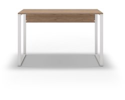 HOCUS PICUS Modern Werktafel – Industrieel Bureau 100 cm met Stevige Witte Metalen Poten en Spaanplaat Blad – Kantoor- of Gamingtafel voor Thuis of Slaapkamer – (Eiken)