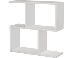 HOCUS PICUS Moderne Houten Bijzettafel met 2 Niveaus – Veelzijdige Sofa Tafel & Organizer – Voor Woonkamer of Kantoor – 60 x 60 x 19,5 cm - Wit