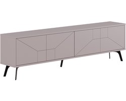 HOCUS PICUS Moderne TV Meubel met 4 Deuren – Grote TV Kast met Opbergruimte – Houten TV Dressoir voor Woonkamer, Slaapkamer, Kantoor of Lounge – 180 x 29,6 x 50 cm – Licht Mokka
