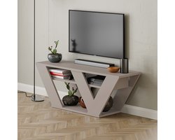 HOCUS PICUS Moderne TV-Meubel voor Woonkamer – Geschikt voor TV’s tot 42 Inch | Engineered Wood | 110x30x40 cm | Makkelijk te Monteren & Schoon te Maken - Licht Mokka
