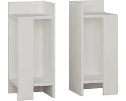 HOCUS PICUS Nachtkastjes Set (Rechts & Links) – Bedside Tafel met Lampenhouder – 1 Lade & Open Opbergruimte – Multifunctionele Bijzettafel voor Slaapkamer of Woonkamer – 25×60×27 cm (Wit)