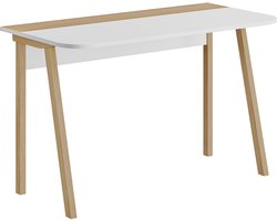 HOCUS PICUS Schrijfbureau / Computer Desk – Eenvoudig Design & Gemakkelijk te Monteren – Compact Werktafel voor Studenten & Thuiswerk – Modern Bureau voor Kantoor, Woonkamer of Bibliotheek – 75×60×120 cm (Wit - Eiken)