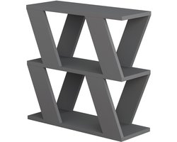 HOCUS PICUS Smal Bijzettafeltje met 2 Opbergplanken | 2-Lagen Tafel | Slanke Eindtafel | Modern Design | Voor Woonkamer, Slaapkamer, Kantoor | Meerdere Kleuropties | 60x22x57cm (Antraciet)