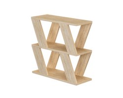 HOCUS PICUS Smal Bijzettafeltje met 2 Opbergplanken | 2-Lagen Tafel | Slanke Eindtafel | Modern Design | Voor Woonkamer, Slaapkamer, Kantoor | Meerdere Kleuropties | 60x22x57cm - Eiken