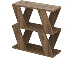 HOCUS PICUS Smal Bijzettafeltje met 2 Opbergplanken | 2-Lagen Tafel | Slanke Eindtafel | Modern Design | Voor Woonkamer, Slaapkamer, Kantoor | Meerdere Kleuropties | 60x22x57cm - Donker Eiken