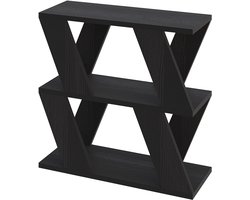 HOCUS PICUS Smal Bijzettafeltje met 2 Opbergplanken | 2-Lagen Tafel | Slanke Eindtafel | Modern Design | Voor Woonkamer, Slaapkamer, Kantoor | Meerdere Kleuropties | 60x22x57cm Zwarthout