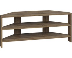 HOCUS PICUS TV-hoekkast – Moderne TV-meubel voor Schermen tot 32 Inch – Lage Kast met Houten Blad & IJzeren Poten – Compact TV-meubel voor Kleine Woonkamers –(donker eikeneffect)